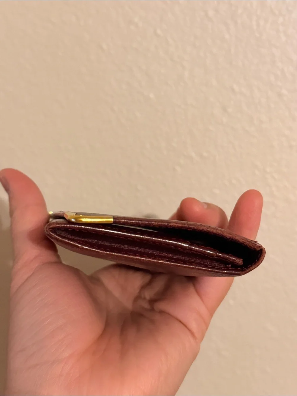 Vintage Must de Cartier Burgundy Leather Card and ID Holder